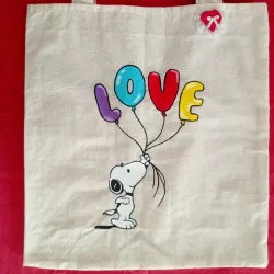 Bolso de lienzo (snoppy + globos love)