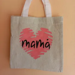 Bolsos de lona 20x20cm (corazón rosa + mama)