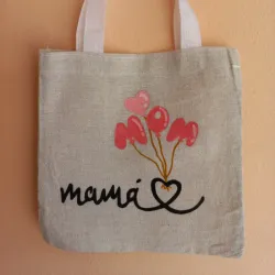 Bolsos de lona 20x20cm (palabra mamá con globos mom)