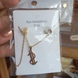 Juego de arete y cadena (acero inoxidable-dije $)