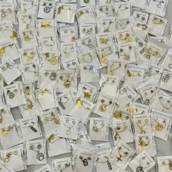 Juegos de collar y aretes plateados (acero inoxidable)