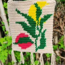 Red Sun. Moon and green