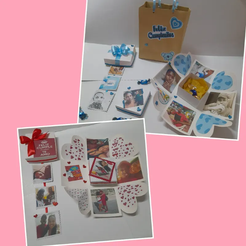 Cajita sorpresa con letrero colgante