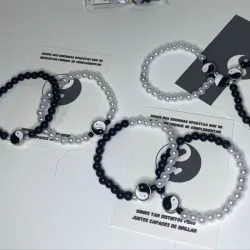 Pareja Pulseras  ying yang perlas