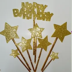 Topper Happy Birthday con estrellas 