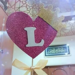 Toppers corazón con letra 