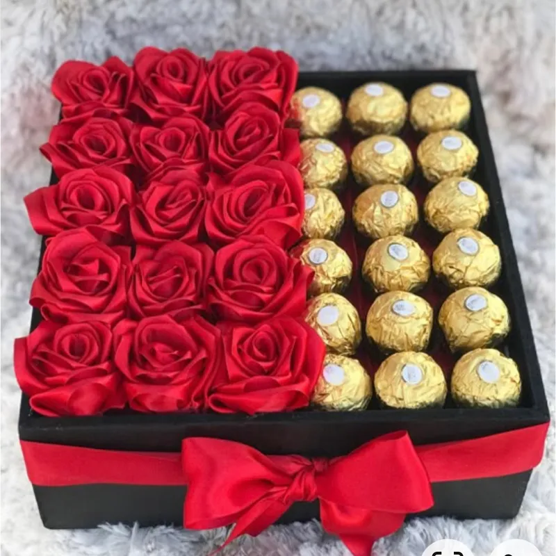15 rosas eternas+ 18 Ferreros Rocher