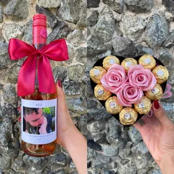 Arreglo floral + Vino 