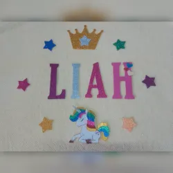 Letra 12cm+ unicornio+ 6 estrellas + corona