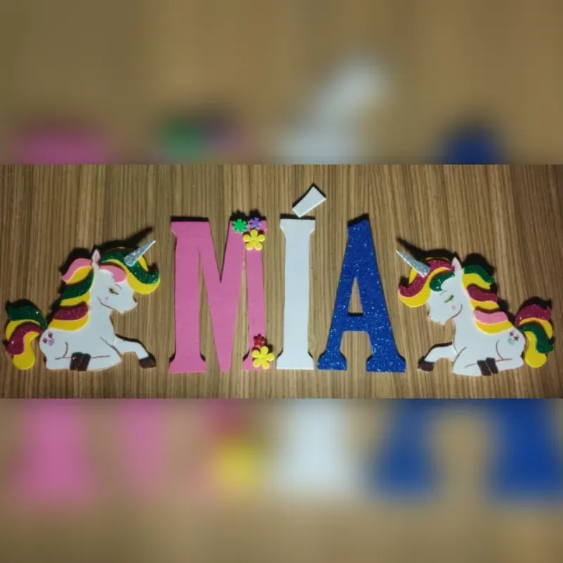 Letra 50 con + unicornio 12 cm x2