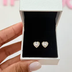 Aretes corazon con circonias