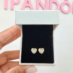 Aretes de Corazón con borde dorado medianos