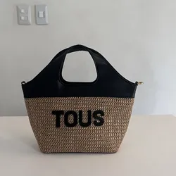 Bolsa de Rafia Negra y Carmelita 