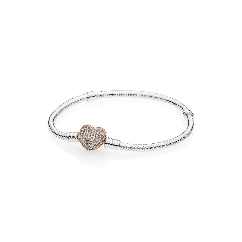 Cierre de corazon en pave con rose gold 