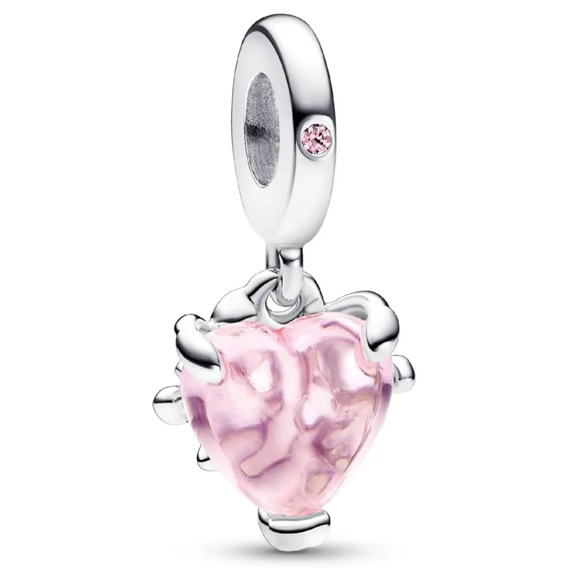 Corazon rosa de murano 