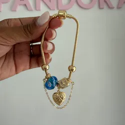 Pulsera imitación pandora azul