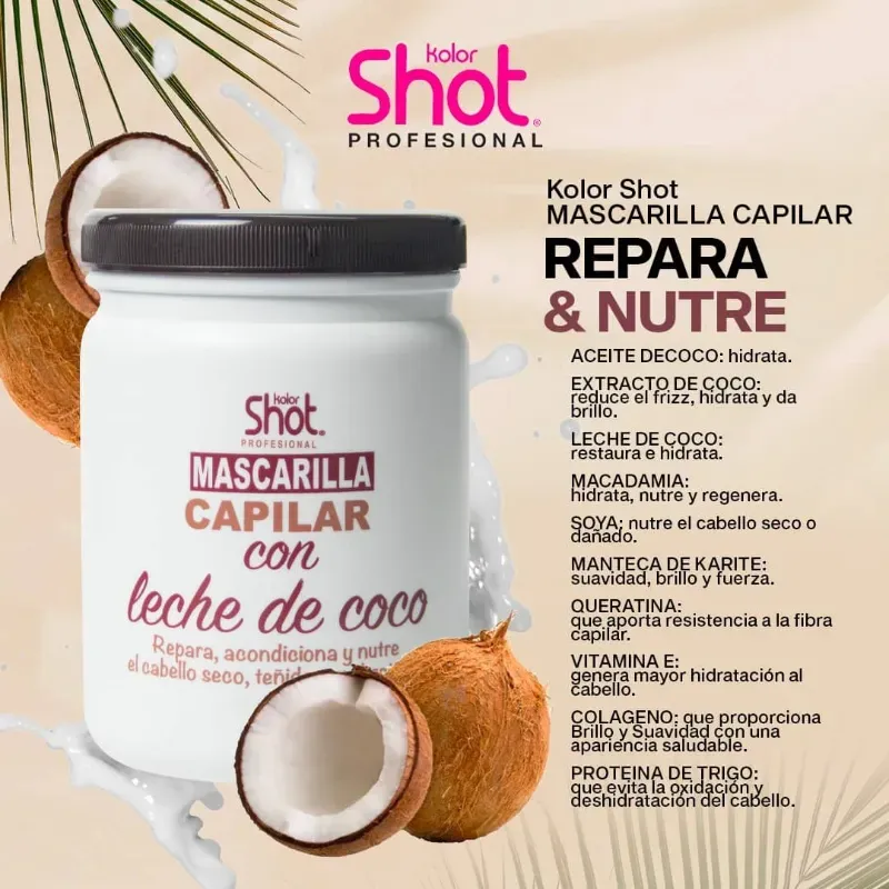 Mascarilla capilar con leche d coco 
