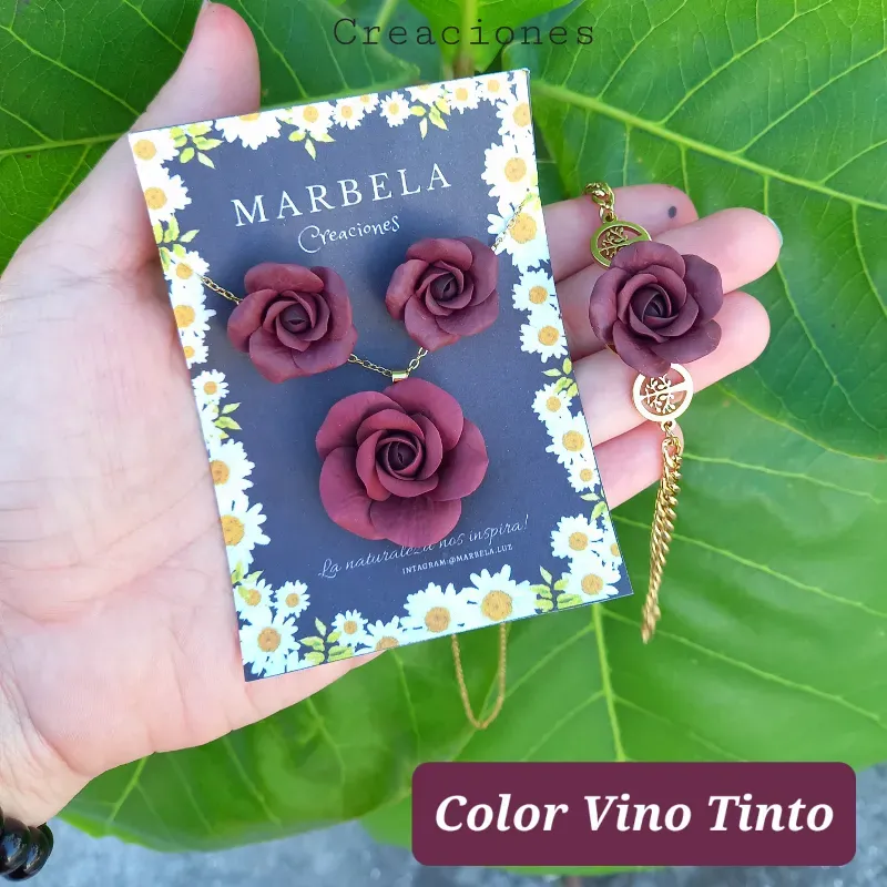 Conjunto de Rosas Vino Tinto