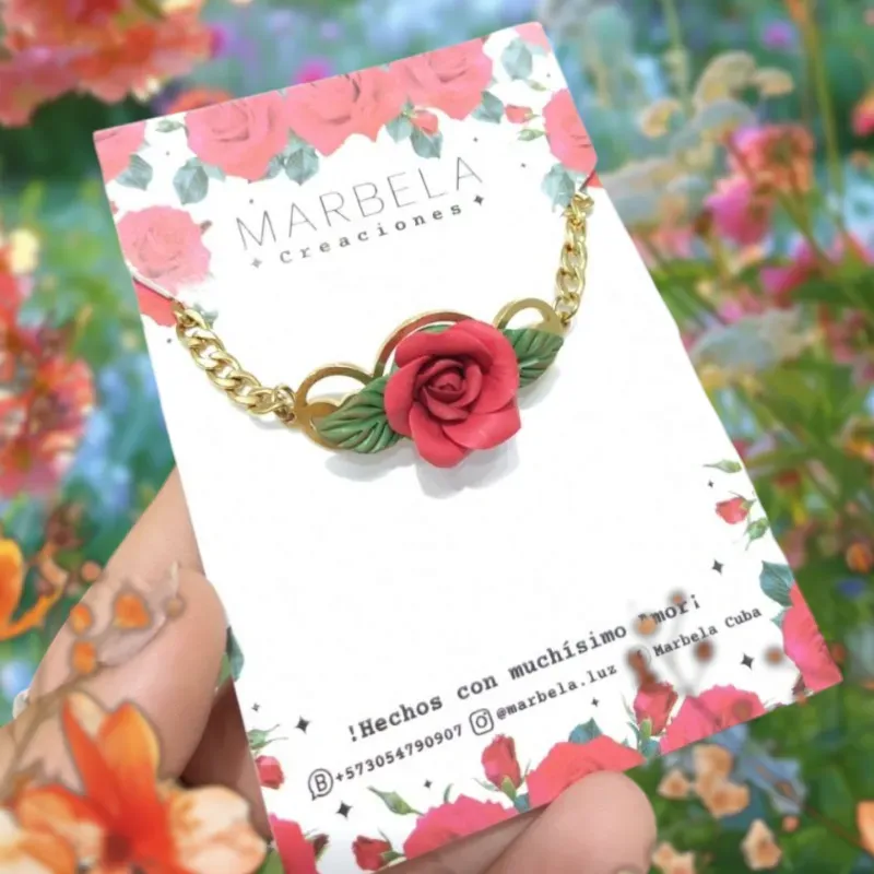 ✨ Pulsera de Rosas con hojas✨