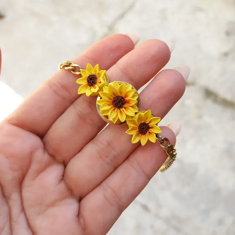 Pulsera Triple de Girasoles 