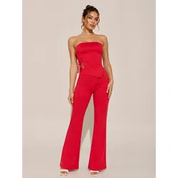 Conjunto de pantaloneta y top con fruncido lateral color