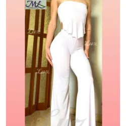 Conjunto de pantaloneta y top de pico color blanco 