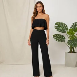Conjunto de pantaloneta y top de vuelos color negro