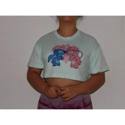 Pulover Love Stich y Angel verde menta