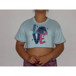 Pulover Stich Love celeste