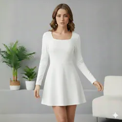 Vestido corto mangas largas color blanco