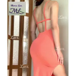 Vestido Largo Con Abertura En Ambas Piernas Color Coral (2)