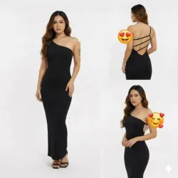 Vestido tubular de espalda abierta diagonal color negro