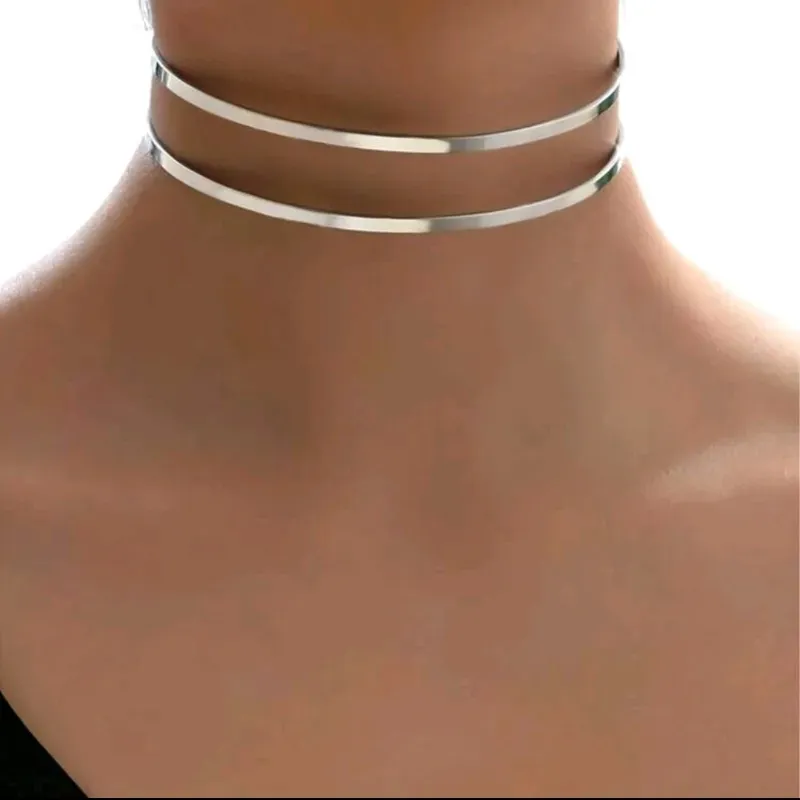 COLLAR GARGANTILLA DOBLE PLATEADA