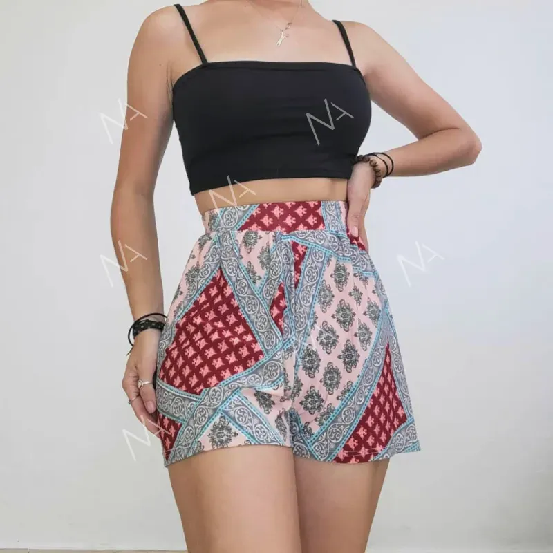  SHORT ESTAMPADO/TOP SENCILLO NEGRO