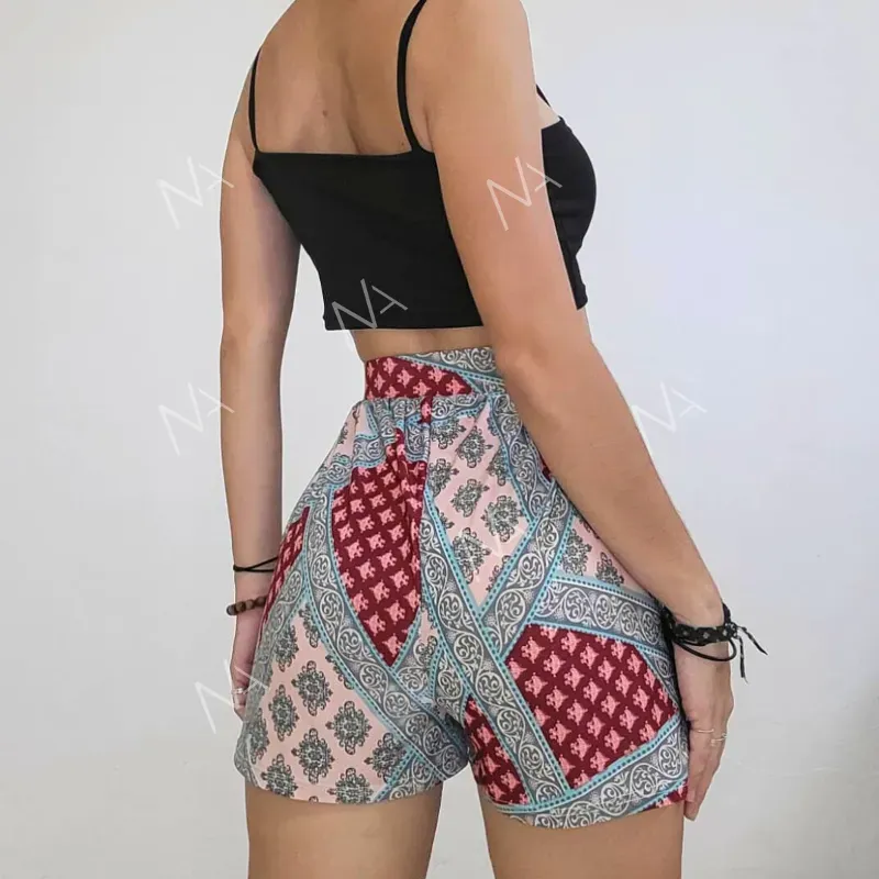  SHORT ESTAMPADO/TOP SENCILLO NEGRO