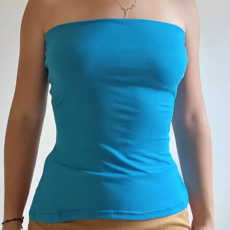CROP TOP C/ABERT AZUL