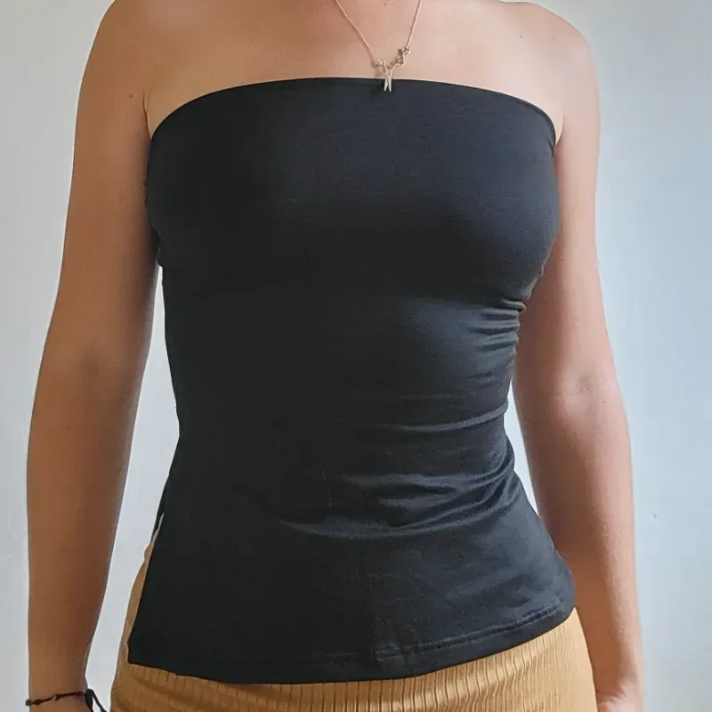 CROP TOP LARGO C/ABERT NEGRO