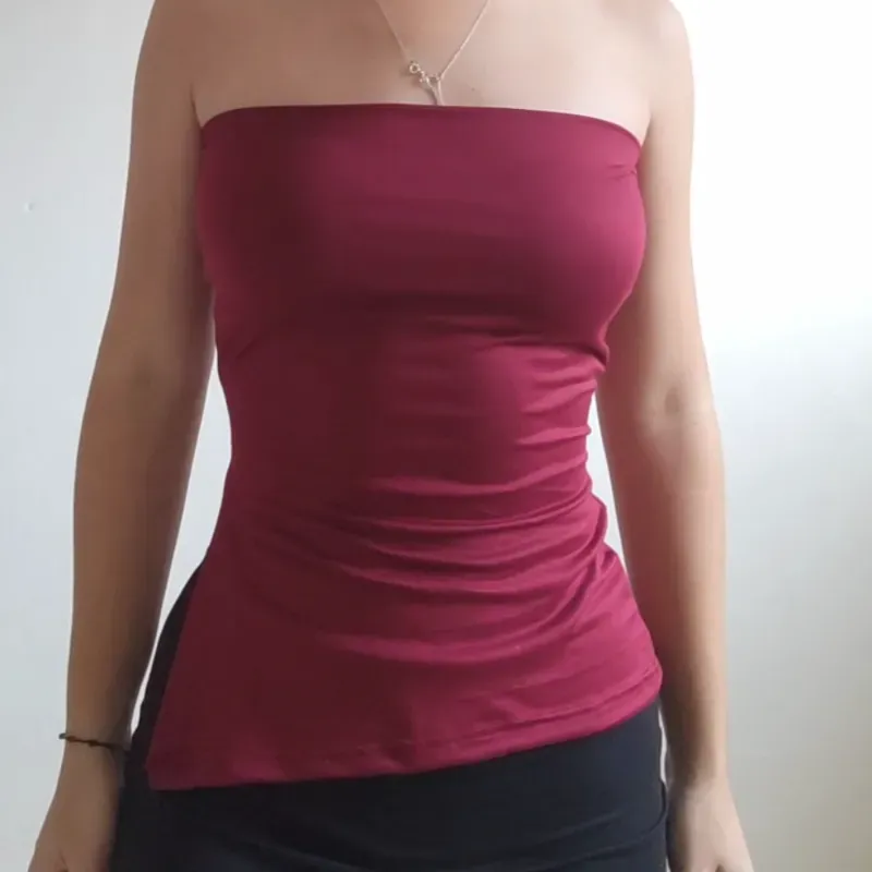 CROP TOP LARGO C/ABERT ROJO VINO