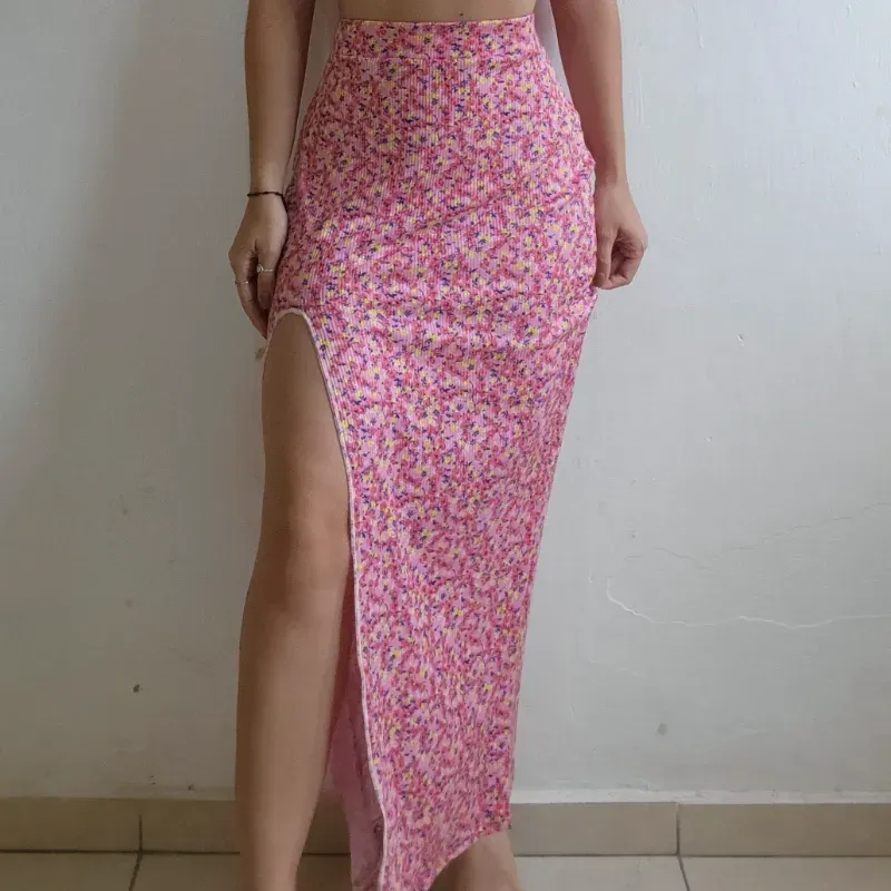 FALDA ABERT ESTAMP. ROSA