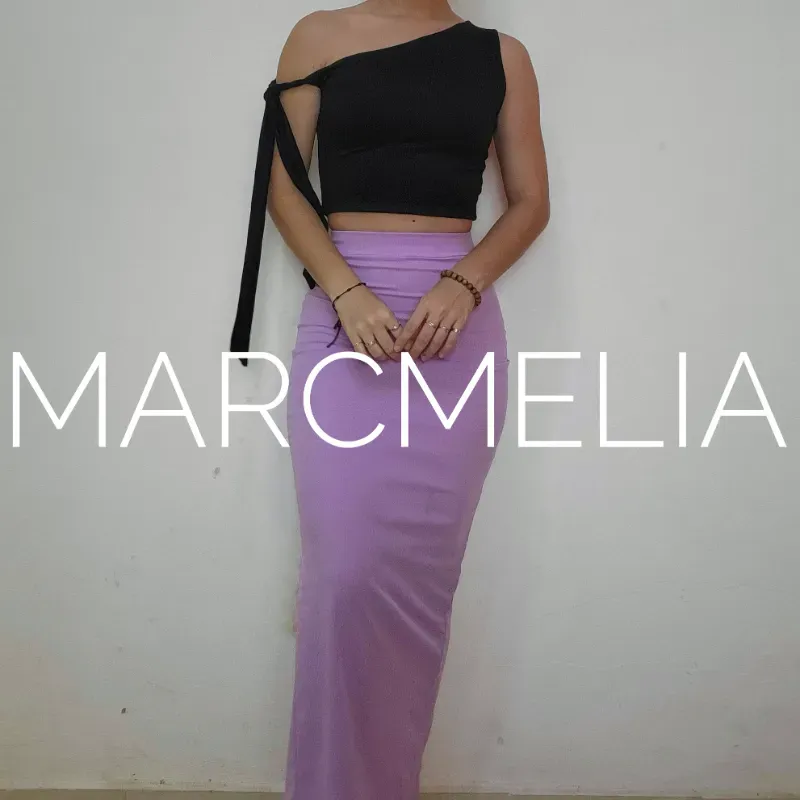 FALDA C/ABERT TRASERA LILA/TOP DALI NEGRO