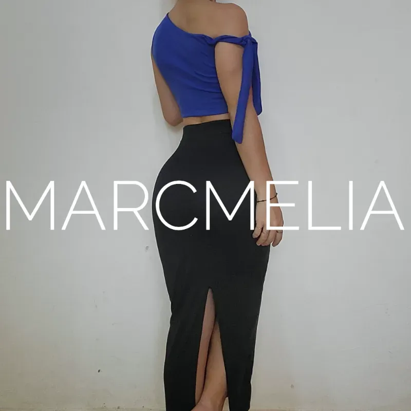 FALDA C/ABERT TRASERA NEGRA/TOP DALI AZUL