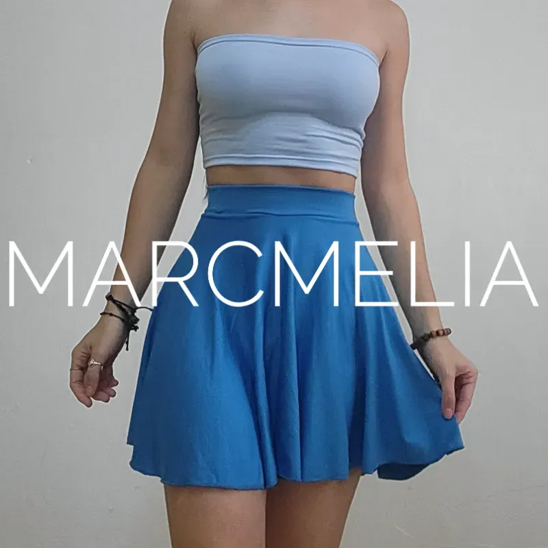 FALDA CIRCULAR AZUL/CROP TOP AZUL CIELO