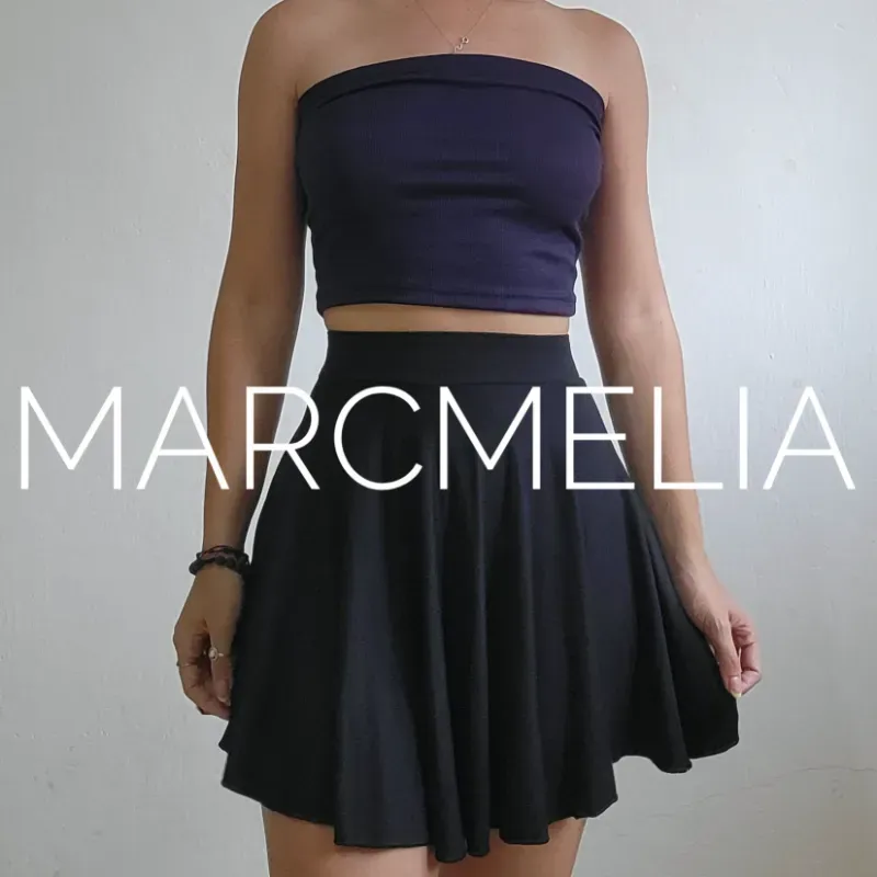 FALDA CIRCULAR C/LICRA/CROP TOP AZUL PRUSIA