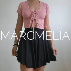FALDA CIRCULAR C/LICRA/ PULOVITO C/LAZOS ROSA V