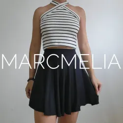 FALDA CIRCULAR C/LICRA/ TOP V RAYAS