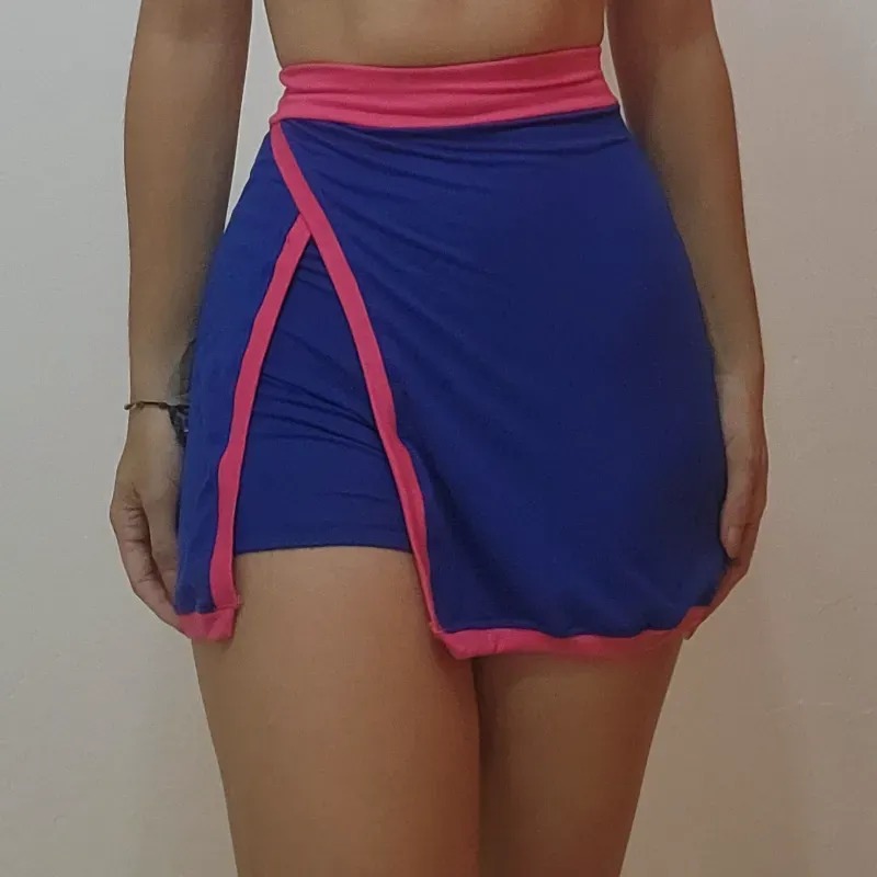FALDA MINI C/LICRA AZUL