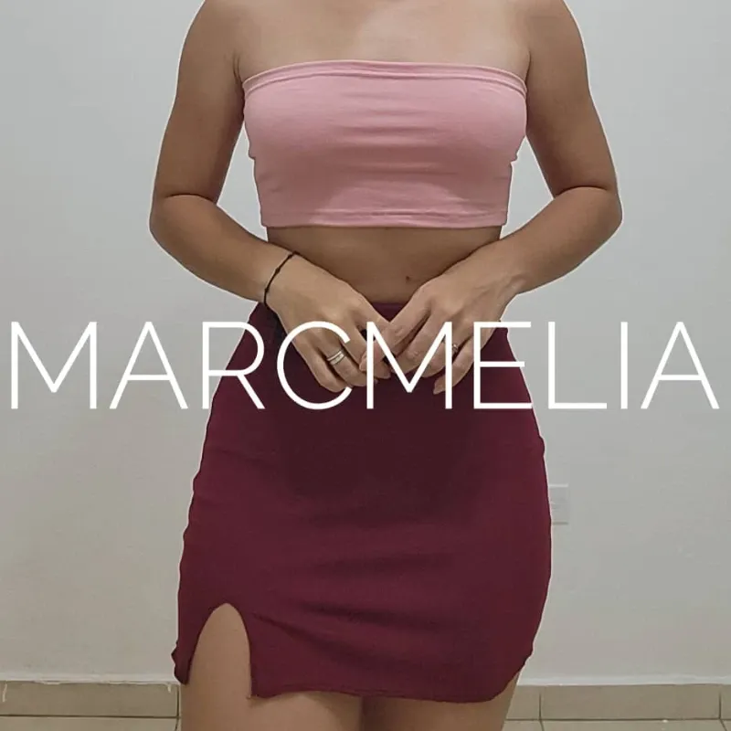 FALDA MINI ROJO VINO / CROP TOP ROSA VIEJO