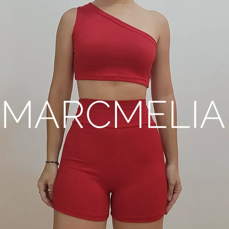 LICRA/TOP UN HOMBRO ROJO TOMATE