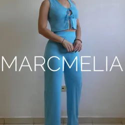 PANTALÓN ANCHO/CAMISETA C/LAZOS AZUL