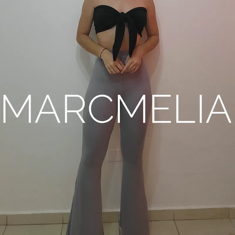 PANTALÓN CAMPANA GRIS/TOP LAZO NEGRO